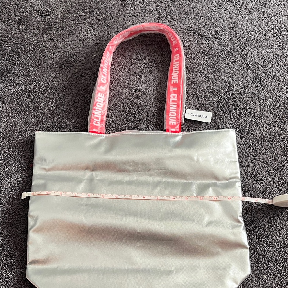 Clinique Metallic Tote with Pink Accents